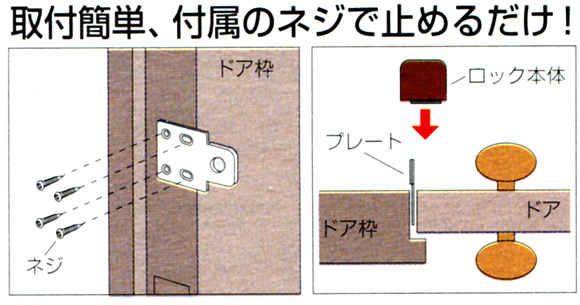 取付簡単、付属のネジで止めるだけ