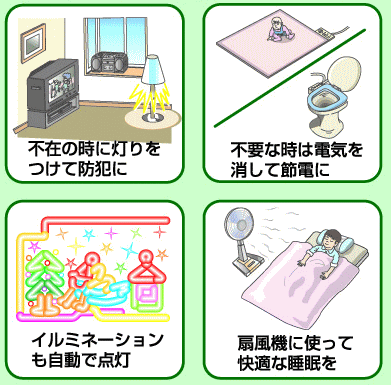 不在時の防犯や節電に便利です